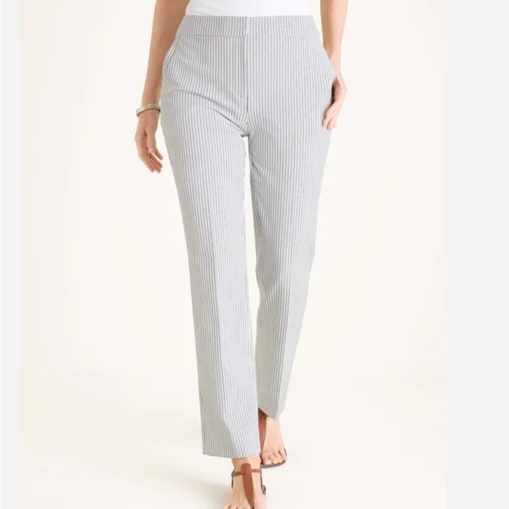 Chico’s So Slimming Pinstriped Straight-Leg Pants Size 2.5 / 14